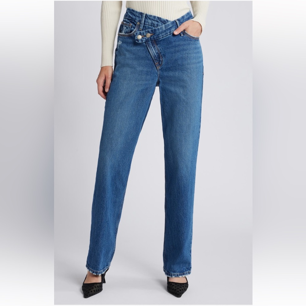 Good American Blue Straight Leg Jeans Timeless Style